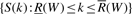 Formula: {S(k) : R(W) ≤ k < R-bar(W)}